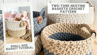 TwoTone Nesting Baskets Crochet Pattern [upl. by Maire258]