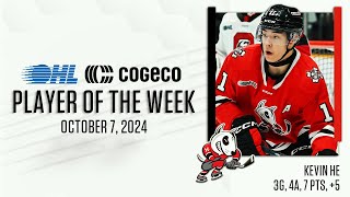 IceDogs Kevin He named Cogeco OHL Player of the Week [upl. by Decrem]