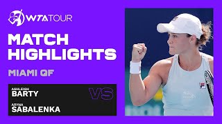 Ash Barty vs Aryna Sabalenka  2021 Miami Open Quarterfinals  WTA Match Highlights [upl. by Ailahs]