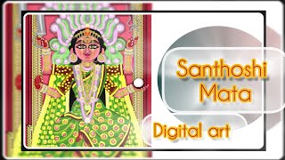 santhoshi Mata digital art drawing art santoshi [upl. by Aivon]