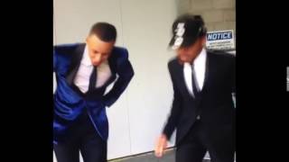 Stephen curry and chance the rapper dance to jones BBQ and foot massage [upl. by Ttayh964]