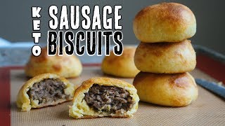 Fathead Dough Sausage Biscuits  Make Ahead Keto Breakfast [upl. by Willtrude]