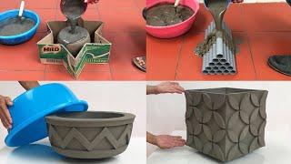 4 Creative Ideas To Make Flower Pots From Cement  DIY Decorative Flower Pots For Your Garden [upl. by Raoul915]