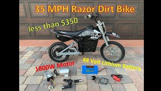 35 MPH  48 volt  Razor MX650 MX500 SX500 RSF650 upgrade for 350 Lithium Battery Upgrade [upl. by Maxantia533]