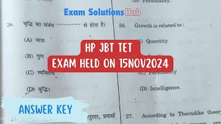 HP TET JBT Question Paper  Answer Keys  Psychology [upl. by Swaine885]