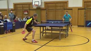 Baumgaertel vs Kabacinski 2 Sparta Noris Nbg vs TV Hilpoltstein II Oberliga Tischtennis 2018011 [upl. by Atteroc]