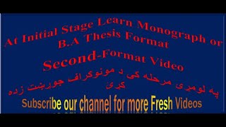 Second Video Monograph Format or structure  learn How to make Monograph or BA thesis [upl. by Belloir]