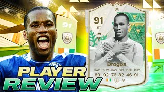 👀91 WINTER WILDCARDS ICON DROGBA PLAYER REVIEW  EA FC 24 ULTIMATE TEAM [upl. by Sidalg41]