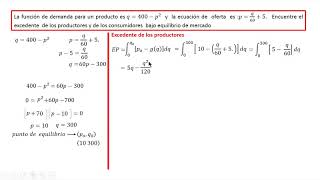 EXCEDENTE DE LOS CONSUMIDORES Y PRODUCTORES [upl. by Rifkin]