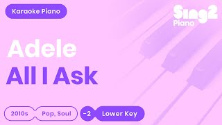 Adele  All I Ask Lower Key Piano Karaoke [upl. by Adnilak]