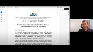 AD2 20241  Libreoffice CalcImpress  Introdução a Informática CEDERJ VRE [upl. by Nedyah]