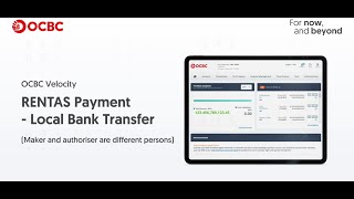 OCBC Velocity How to create a RENTAS Transfer Maker and Authoriser are different persons [upl. by Celinka]