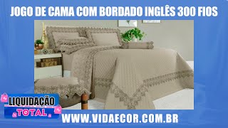 Roupa De Cama 300 Fios Com Bordado Inglês Na Liquidação Total [upl. by Celestyn]