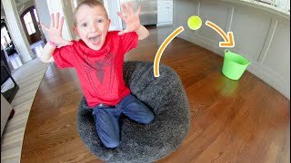 FATHER SON ULTIMATE BEAN BAG JUMPING TRICK SHOT [upl. by Fidelio]