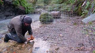 River Gabion Installation Part 2  the main baskets [upl. by Fabriane226]