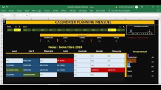 Calendrier mensuel avec planning personnel Excel [upl. by Enelyw270]