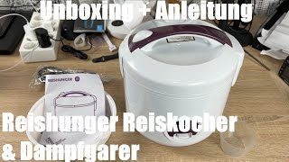 Reishunger Reiskocher amp Dampfgarer mit Antihaftbeschichtung Für 16 Personen Unboxing und Anleitung [upl. by Nerita477]