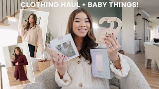 Aritzia Revolve amp Walmart Try On Haul Cute Baby Items NEW Mejuri Jewelry  24 Weeks Pregnant [upl. by Nwahc]