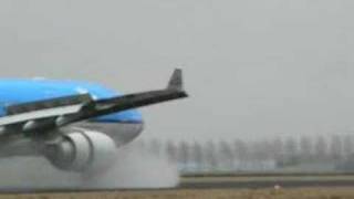 Landing 18R KLM Airbus A330203 schiphol polderbaan [upl. by Ahsinyd]