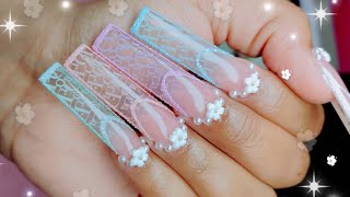 XL TAPERED SQUARE ACRYLIC NAILS DIOR OMBRÉ amp FRENCH SUGAR EFFECT✨🌸SPRING NAILS [upl. by Sharpe184]