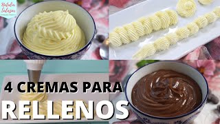 🤩4 CREMAS Básicas para Rellenar Tortas Pastelera Diplomata Muselina Chocolate NataliaS [upl. by Groos]