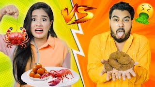 Orange 🧡 Vs Yellow 💛 Colour Food Challenge 🤮 in 1 HOUR Omg 😱 Nilanjana Vs Situ [upl. by Benjamin]