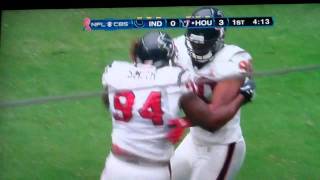 Colts vs Texans Video Watch Kerry Collins Fumble Deep in Own Territory [upl. by Eissat]