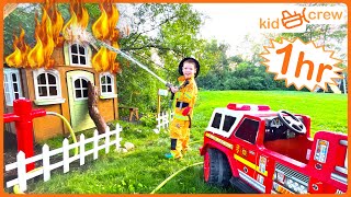 Firefighter and police rescue compilation with kids fire truck and police car Educational  Kid Crew [upl. by Robaina804]