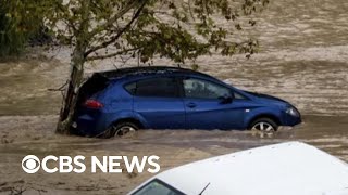 Devastating floods kill at least 60 in Spain [upl. by Sukram517]