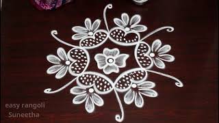 3 Dots Beginners rangoli kolam designs by easy rangoli Suneetha  How to draw simple muggulu [upl. by Shayn]