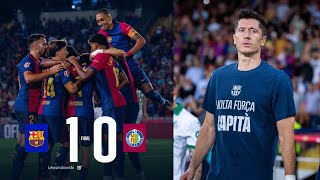 LEWANDOWSKI SCORES AS FC BARCELONA DEFEAT GETAFE 10 BARCA WIN 77 IN LA LIGA  REACTION [upl. by Zamora]