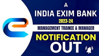 India Exim Bank Recruitment 2023  India Exim Bank Management Trainees Notification Out [upl. by Nageet329]