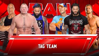 Brock Lesnar The Rock amp Jimmy Uso vs Roman Reigns John Cena amp Triple H  Tag Team Match [upl. by Erick916]