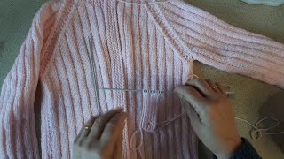 How to Sew Up a RAGLAN Sleeved Button Up Childs Cardigan Sheilas Knitting Tips [upl. by Xaviera]