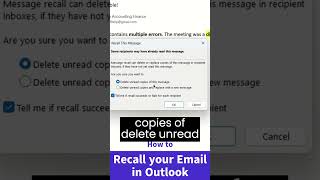 How to Recall sent email in Outlook [upl. by Emmanuel]