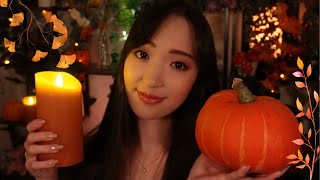 🍁 ASMR dautomne tout en douceur 🍂 Ambiance bougie potirons pomme de pin noisettes bois 🍄🌰🎃 [upl. by Delly]