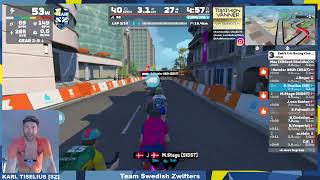 Zwift Crit Racing Club  Downtown Dolphin  2nd  Live commenting how I race [upl. by Irrabaj647]