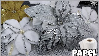 COMO HACER FLORES NAVIDENAS SUPER FACIL CON PAPEL [upl. by Eirahcaz]