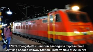 Chengalpattu Jn Kacheguda Exp Train Arrival Departure Kadapa Station  KACHEGUDA CHENGALPATTU Train [upl. by Lyrahs]