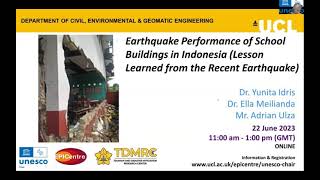 UNESCO Chair Webinar  Earthquake Performance of School Buildings in Indonesia [upl. by Magill]