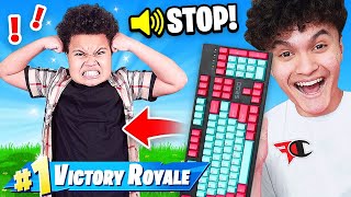 Wireless Keyboard Prank HACK on Kid Playing Fortnite Kaylen [upl. by Ydolem]