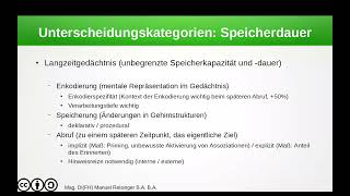 Psychologie  Gedächtnis  Ultrakurzzeitgedächtnis Arbeitsgedächtnis Langzeitgedächtnis [upl. by Jessabell837]