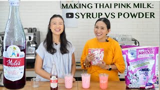 TASTE TEST MAKE PINK MILK USING FLAVORED POWDER INSTEAD OF THE FAVORITE SYRUP  IS IT GOOD ENOUGH [upl. by Saimerej893]