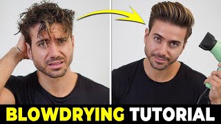 HOW TO USE A HAIR DRYER  Blowdrying Tutorial  Mens Hairstyle Tutorial 2022 [upl. by Valdas840]