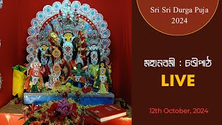 মহানবমী  চণ্ডীপাঠ  LIVE  Cardboard Durga Puja 2024  Sayans art zone [upl. by Ezarras]