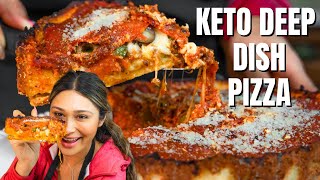 KETO DEEP DISH PIZZA  EASY LOW CARB CHICAGO DEEP DISH PIZZA RECIPE [upl. by Nomzzaj936]