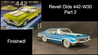 Building and review of the Revell 1971 Olds 442 W30 125 scale plastic model kit Part 2 [upl. by Marylinda]