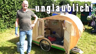 Norbert baut einen unglaublichen Fahrrad Camper aus Holz mit viel Liebe zum Detail [upl. by Llenhoj]