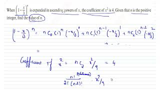 Chapter 6Binomial coefficient Example 65When is expanded in ascending powers of x the coeffi [upl. by Ennahgiel854]