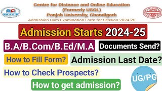 PUCHD  CDOECorrespondence USOL  Admission Starts 202425  How to fill Form [upl. by Hannahoj812]